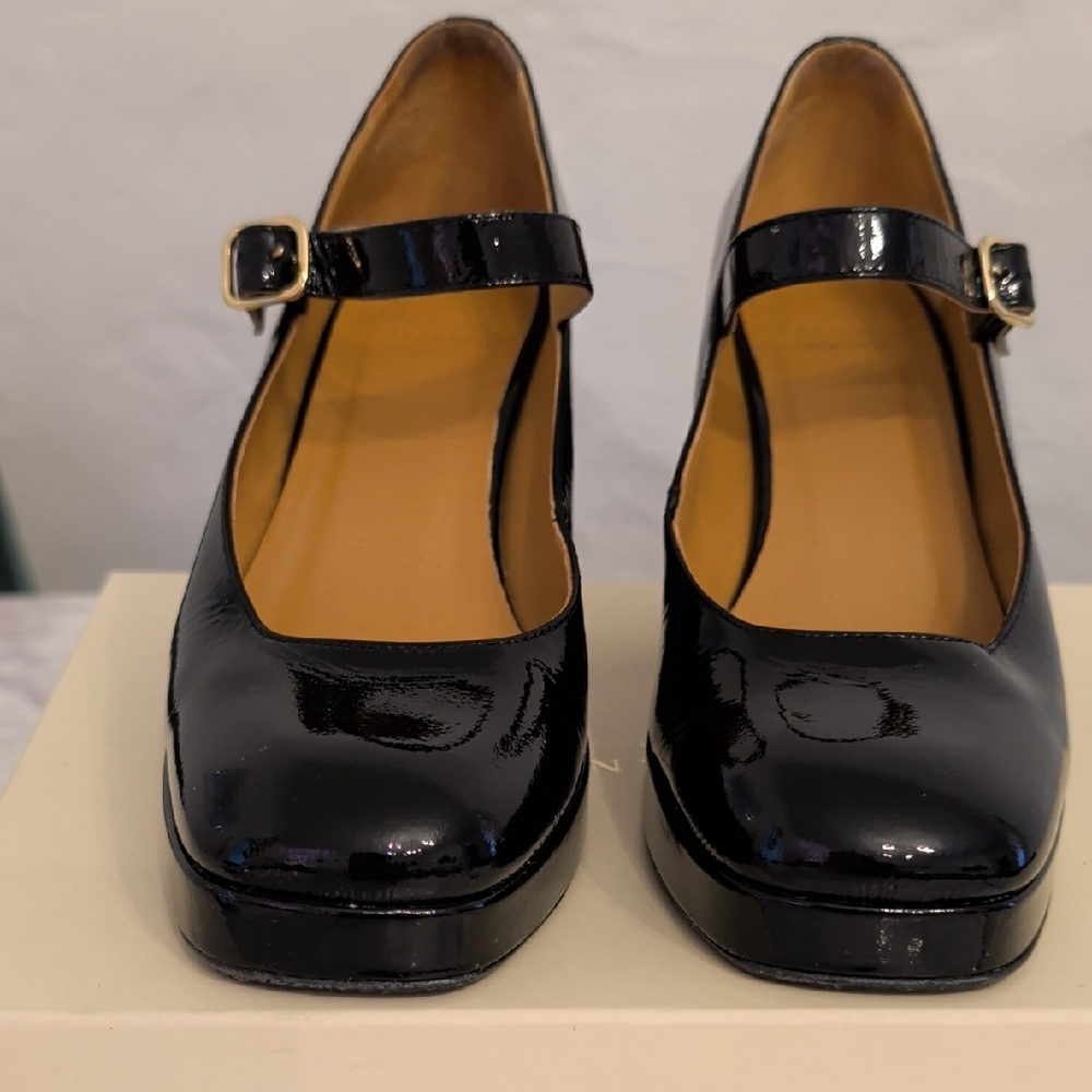Sezane Black Patent Mary Jane Heels